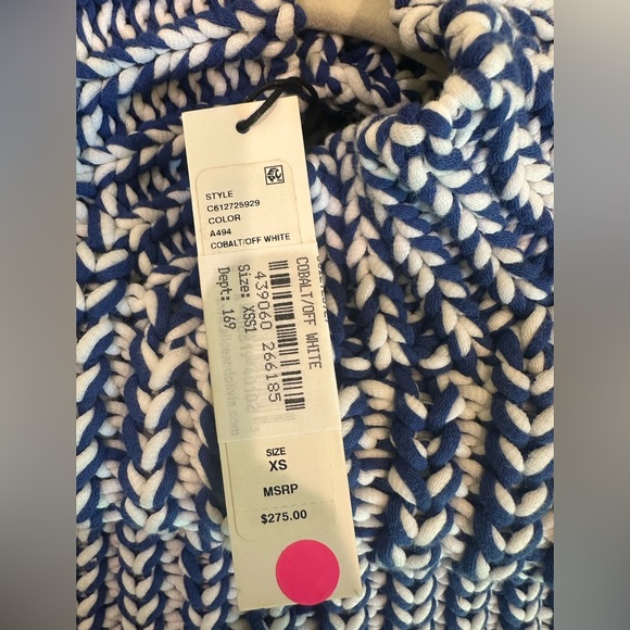 Alice + Olivia Tomi Chunky Knit Sleeveless Sweater Blue & White Size XS NWT - Picture 8 of 8
